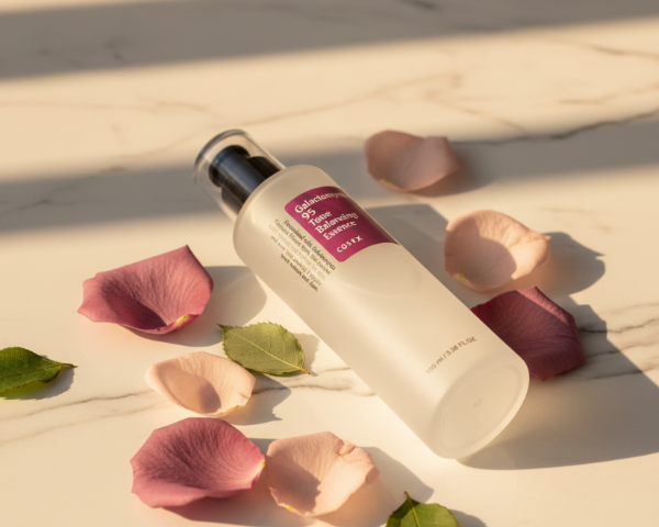 COSRX Galactomyces 95 Tone Balancing Essence - toamnă + petale roz