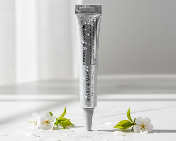 Mary&May Eye Cream - marmură + flori albe + picături