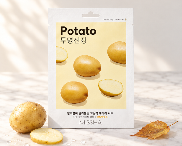 Mască MISSHA Potato în decor minimalist de toamnă