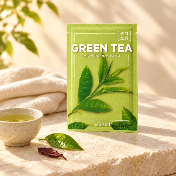 Mască The Saem Green Tea în lumină aurie de septembrie